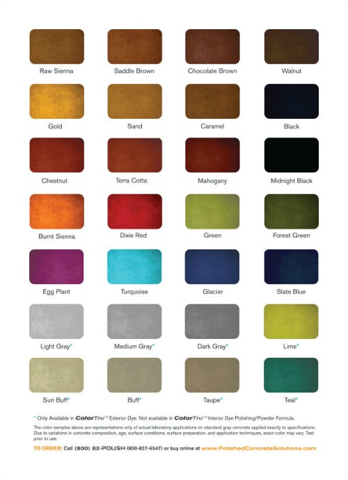 Concrete Floor Stain Color Chart