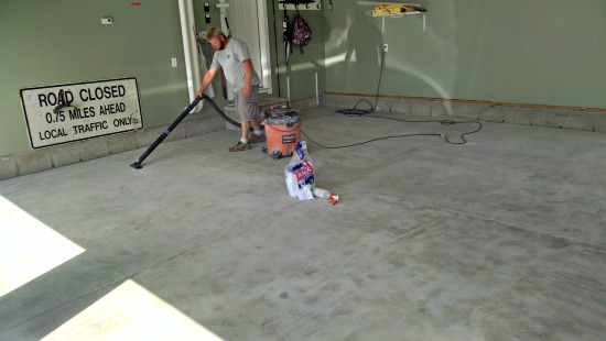 Prepping for Reflector enhancer epoxy floor.