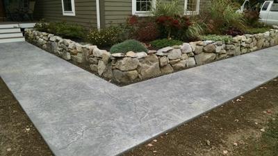 Stamped concrete walkway in Oakland, Me
