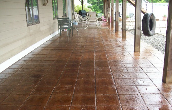Stamped concrete with 12" tile pattern in Maine